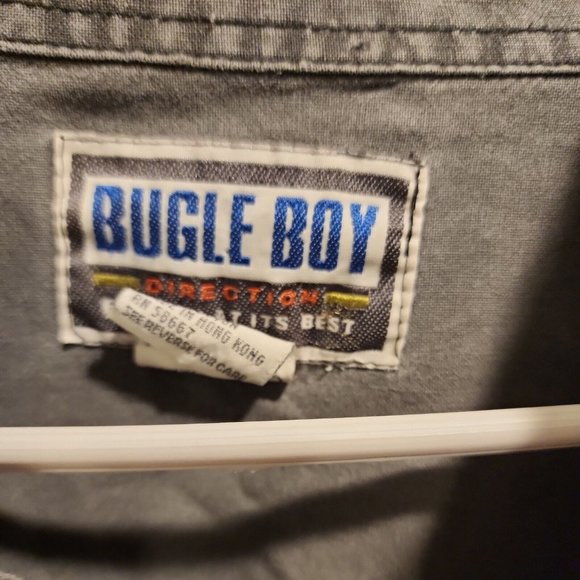 Vintage Bugle Boy Button Up Shirt Mens Large Gray Pocket Outdoor Casual Grunge - Picture 8 of 9